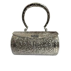 vintage antique look brass designer metal clutch <b>bag</b> for fashion lovers Women Party Clutch Purse Mobile Holder <b>Bag</b> <b>Silver</b> Color - Product Image 3