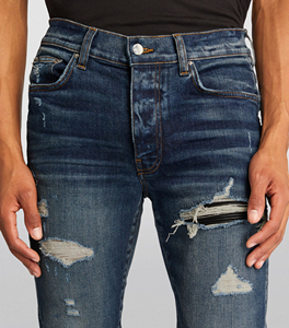 กางเกงยีนส์มีซิปสำหรับผู้ชายกางเกงผ้าเดนิมเข้ารูปทันสมัยพิมพ์ลายหน้าจอออกแบบโลโก้ตามต้องการ - Product Image 2