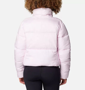 Veste matelassée courte confortable pour femmes, en gros, rose Dawn, OEM, fermeture éclair intégrale, veste à bulles respirante, doudoune d'hiver pour femmes - Product Image 3