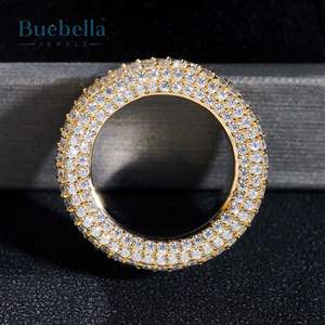 Offre Spéciale Original 925 argent Sterling 18K or rose baguette et diamant rond entièrement glacé bague pour hommes rappeur bijoux - Product Image 3