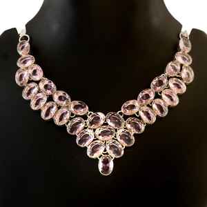 Collar de Plata de Ley 925 con kunzita Rosa hecho a mano, joyería religiosa cristiana, cadena de eslabones, regalo de boda, Material de latón - Product Image 1