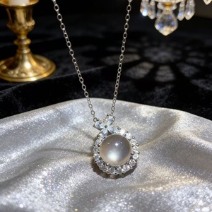 Elegante Collar de Plata de Ley S925 con Colgante de Jade Espuma de Agua, Gema de Jade Albite, Amuleto para Mujer, Joyería Fina, Regalo - Product Image 3