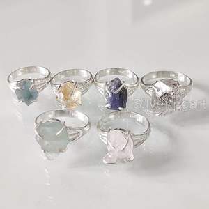 Bague pour femme en pierre brute, améthyste naturelle, labradorite, citrine, grenat, bijoux fantaisie, bague en argent sterling 925 - Product Image 6