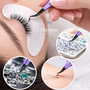 Pince à cils légère violette à pointe en L, outil d'extension de cils, manche antidérapant, outil pour volume de cils - Product Image 4