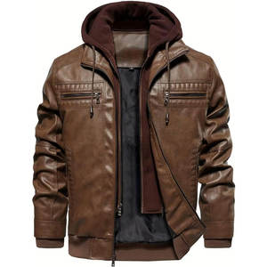 Chaqueta de Cuero con Capucha Personalizada, Chaqueta de Cuero con Capucha Duradera de Alta Calidad, Perfecta para el Estilo Diario Urbano - Product Image 1