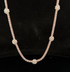 Oro rosa de 14K para hombre o mujer sobre plata de ley 925 sólida Super Iced Out Diamond * Cadena redonda de racimo de tenis - Product Image 1