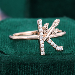 Anillo personalizado de plata 925 Starling, chapado en oro rosa, moissanita, Diamante inicial 'K', para compromiso, boda, regalo perfecto para - Product Image 3