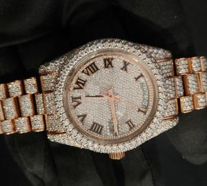 นาฬิกาสปอร์ตหรูหรา ประดับเพชรโมอิสซาไนต์ VVS ระดับพรีเมียม ตัวเรือนสแตนเลสสตีล เครื่องจักรกล ETA สำหรับทุกเพศ คุณภาพสูง สไตล์ฮิปฮอป กันน้ำ 3BAR - Product Image 3