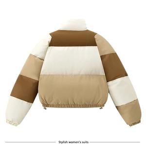 Chaqueta acolchada cálida Vintage de otoño e invierno para mujer, Abrigo acolchado de algodón con diseño de cremallera de cuello alto - Product Image 5