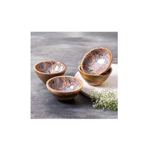 Cuenco redondo elegante para servir ensalada y sopa con diseño martillado exterior Cuencos de madera para servir sopa y salsa Apto para alimentos - Product Image 3