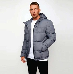 Chaqueta acolchada con forro acolchado burbuja para hombre, diseño personalizado del fabricante OEM 100% poliéster gris con cremallera completa - Product Image 4