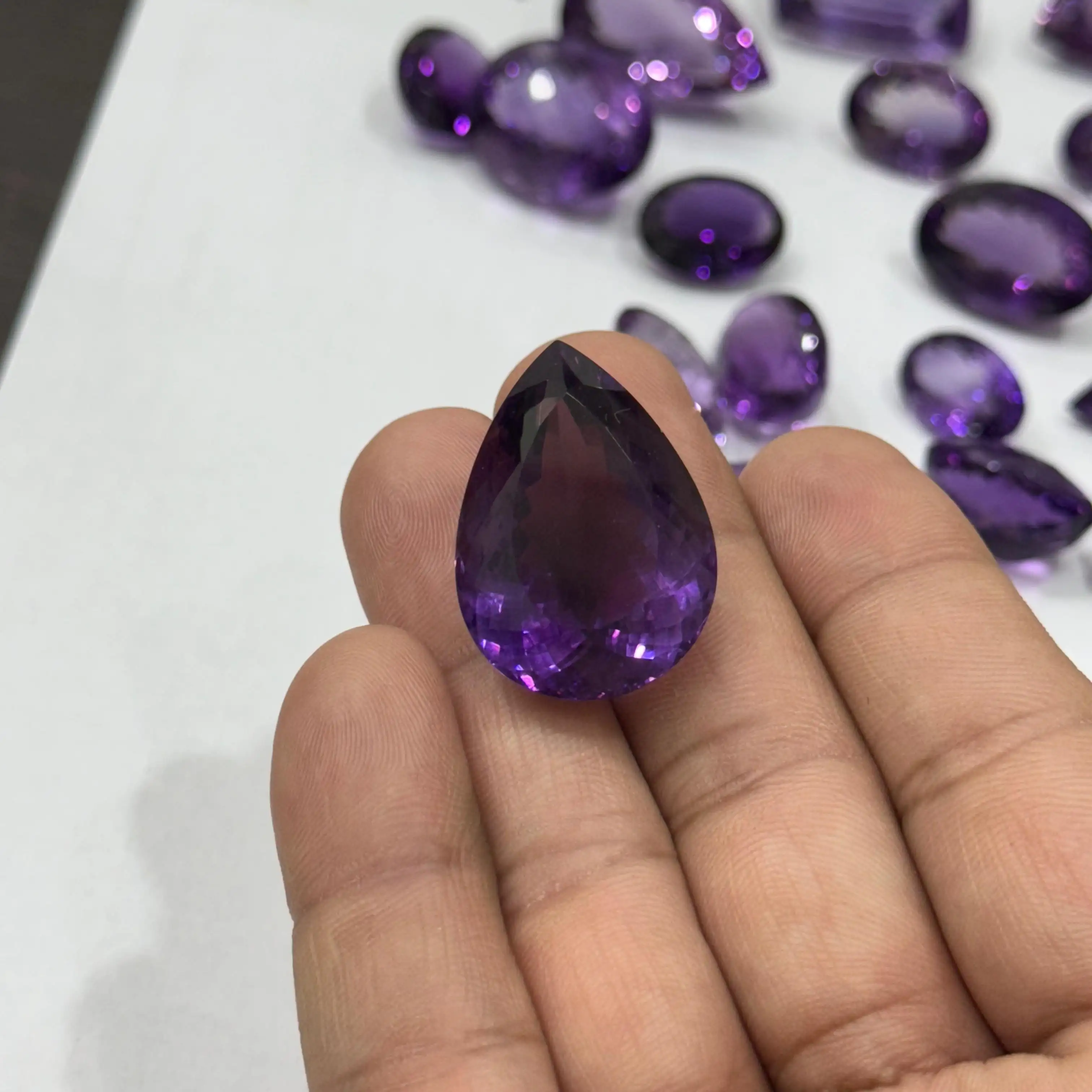 Topmost Quality Amethyst Gemstones Deep Color Clean Inside Pear Cut Natural African Amethyst Gemstone