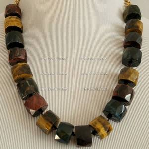 Collar con cuentas de mijo redondo BOHEMIA personalizado hecho a mano joyería de piedra colorida con separadores cristianos colgantes y dijes - Product Image 4