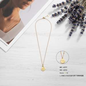 Colgante del zodiaco Aries, collar con dije de acero inoxidable chapado en oro para mujer, estilo clásico, 1,5 cm - Product Image 2