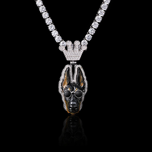 Collar con Colgante de Diamantes de Imitación en Aleación Chapada en Oro para Hombre, Venta al Por Mayor de Fábrica Personalizada - Product Image 1