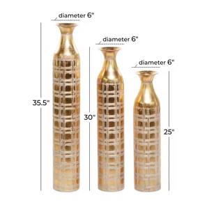 Ensemble de 3 vases dorés de designer pour la décoration d'événements, la décoration de fête, le couloir, le salon et l'affichage quotidien à la maison, en provenance d'Inde - Product Image 5