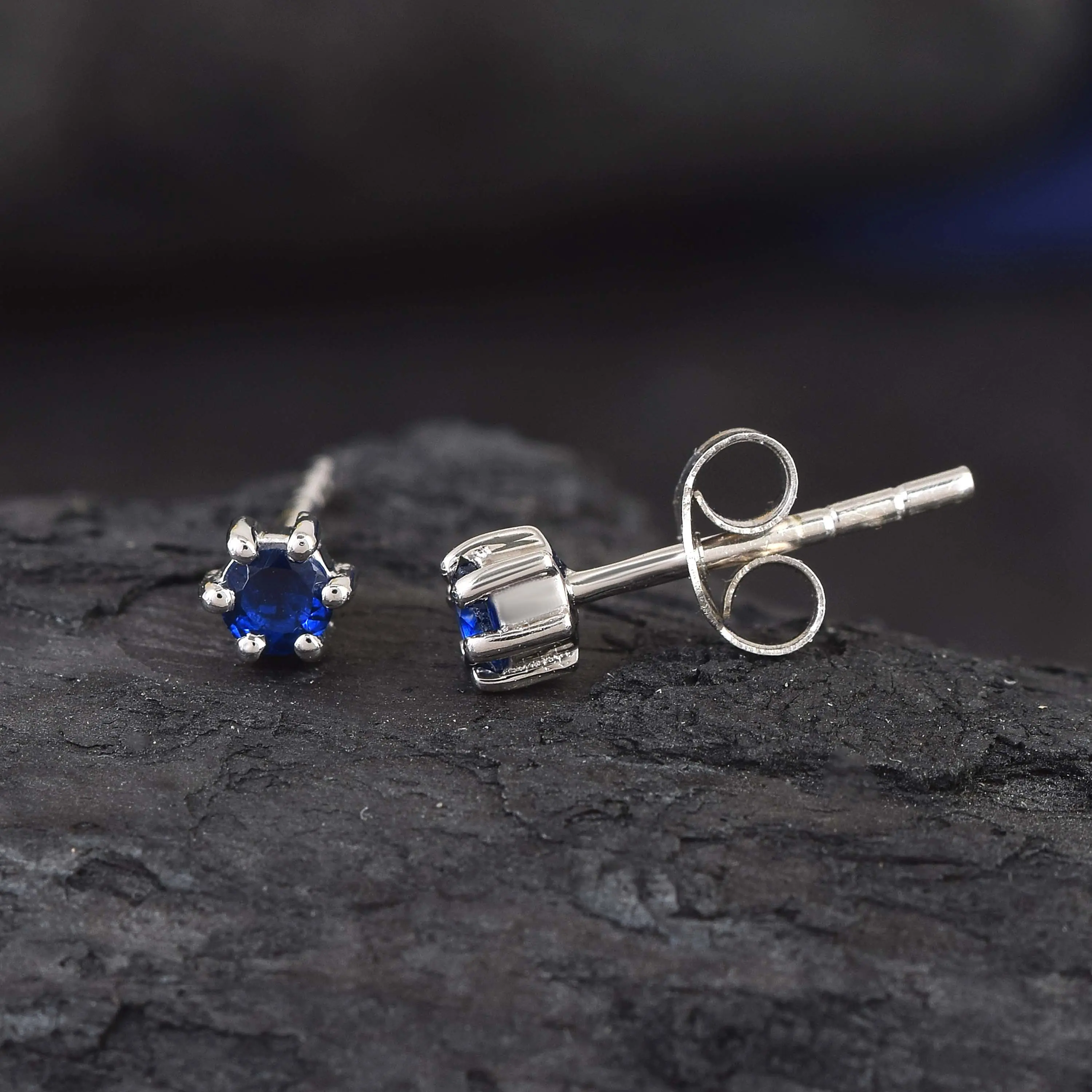 Minimalist Studs 925 Sterling Silver Earrings 3mm Pendant Hight Tiny Amethyst Stone Signet Beautiful Blue Pendant Earring