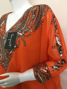 Lujo oro plata con cuentas Kaftan Vestido corto caftán estilo bordado a mano mujer adulto fiesta boda cóctel noche Club desgaste - Product Image 4