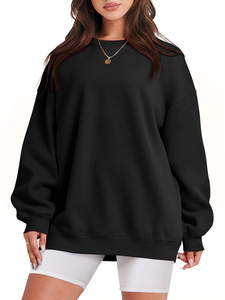 Custom Design Winter Casual Women's 100% Polyester Fleece Sweatshirt Solid Color Oversized Crop Top Quick Dry Breathable Custom - Product Image 2