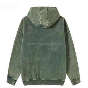 Sudadera con capucha para hombre de 100% algodón con logotipo personalizado, Jersey bordado con cremallera lavado ácido, ropa de invierno de gran tamaño de felpa francesa - Product Image 2