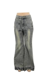 Pantalons en jean pour femmes, bleu foncé, pantalons délavés, style boyfriend - Product Image 5