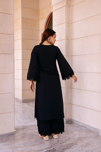 Sunhari เซตผ้าคอตตอนสีดำล้วนพร้อมชุดลำลองเป็นมิตรต่อสิ่งแวดล้อมทำด้วยมือสำหรับฤดูร้อนฤดูใบไม้ร่วง - Product Image 4