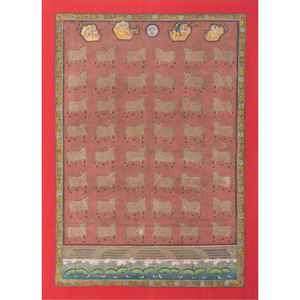 Art mural et tapisserie en tissu de coton bohème rouge et orange style Pichwai pour décoration extérieure et chambre, motif de Noël panoramique - Product Image 1