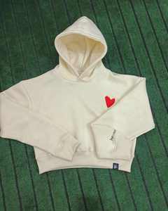 Pulls à capuche unisexes multicolores à imprimé bouffant, brodés, en molleton de coton épais, oversize, à épaules tombantes, pour l'hiver - Product Image 2