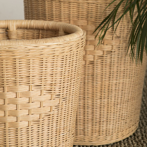 Juego de Macetas de Mimbre, Soporte Redondo Tejido para Macetas, Maceta de Mimbre Natural, Contenedor para Plantas de Interior, Decoración de Mimbre para el Hogar y el Jardín - Product Image 3