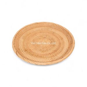 Bandeja de Ratán Hecha a Mano Estilo Bohemio al por Mayor con Diseño Flexible para Productos de Servicio y Decoración de Marca Privada de Vietnam - Product Image 3
