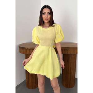 Vestido de Lino Amarillo con Espalda Descubierta - Amarillo - Product Image 2