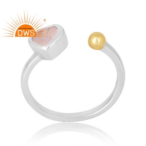 Anillo de piedras preciosas de cuarzo rosa Natural de plata de ley más vendido, joyería personalizada para mujer, regalo para ella - Product Image 1