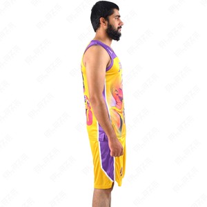 Basketball Jersey Set Men's Sleeveless V-Neck Sublimated Print Breathable Polyester Tank Top and Shorts 24 Number - Product Image 5