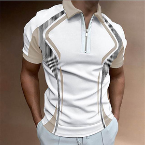 T-shirt polo à col zippé en coton polyester sublimation pour homme quantité minimale de commande bas 220gsm - Product Image 5