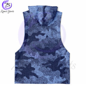Sudadera con capucha sin mangas de tarifa al por mayor camuflaje de mezclilla azul fácil de lavar ropa transpirable para adultos hecha en Pakistán sudaderas con capucha de uso regular - Product Image 5