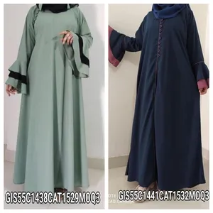 Grosir Abaya Dubai Lengan Tanduk Bagus Gaun Muslim Kaftan Desain Abaya dan Syal Hijab Koleksi Desain Besar 2022