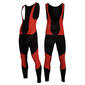 Men's Red Black Color Blocked Bib Tights Fitted Quick Dry Spandex Polyester <b>Cycling</b> Wear Long Length Adult Size - Product Image 2
