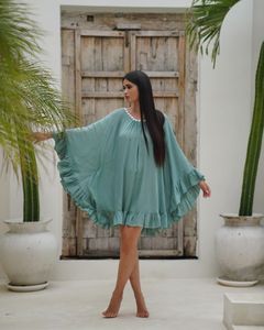 เสื้อแขนยาวแขนยาวของผู้หญิงสำหรับวันหยุดฤดูร้อนชุดลำลองสำหรับใส่ไปทะเลคอกลมมัดย้อมระบายอากาศได้ดีเป็นมิตรกับสิ่งแวดล้อม - Product Image 1