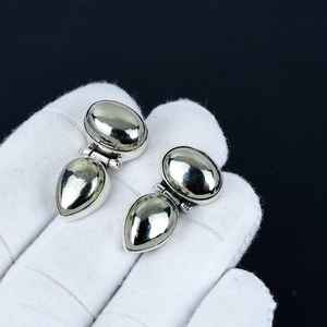 Clous d'oreilles Apache Pyrite plaqués or 24 carats avec sertissage clos, en argent sterling 925 massif, cadeau pour femme, anniversaire, Noël - Product Image 5