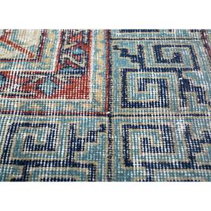 พรมขนสัตว์ถักมือสีเบจและสีน้ำตาลสไตล์วินเทจ รุ่น Pae-2369 สำหรับใช้ในบ้าน - ลายสี่เหลี่ยมรูปเหรียญแบบนามธรรมสำหรับห้องนั่งเล่นและทางเดิน - Product Image 3