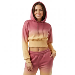 Sudadera Corta de Moda Urbana para Mujer, Cintura Alta, Dobladillo Acanalado, Hombros Caídos, Diseño de Logotipo Personalizado, Color, Precio al por Mayor - Product Image 1