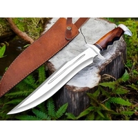 Couteau de chasse artisanal en acier D2, 18 pouces, grand modèle Bowie, lame fixe pleine longueur avec manche en bois de rose