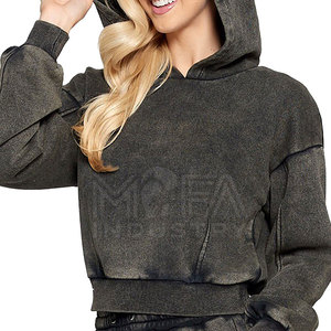 Sudaderas con capucha transpirables para mujer, ropa de calle informal, diseño corto con capucha para logotipo frontal de invierno, venta al por mayor - Product Image 1
