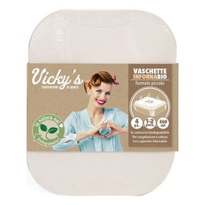 INFORNABIO <b>Set</b> of 4 Disposable <b>Lunch</b> Boxes 18.3x14.5x6cm (560ml) White 3217103 Compatible with Virinnova - Product Image 1