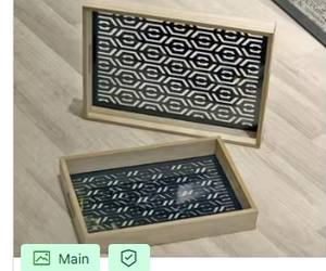 Elegant Wooden <b>Tray</b> with Intricate Floral Pattern Stylish and Functional <b>for</b> Serving or Home Organization - Product Image 4