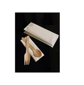 ช้อนไม้คลาสสิกพร้อมชุดช้อนส้อมทำสีธรรมชาติสำหรับห้องครัวร้านอาหารโรงแรมดีไซน์สำหรับงานปาร์ตี้ - Product Image 1