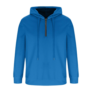 เสื้อสเวตเตอร์มีฮู้ดซิปครึ่งแขนของผู้ชายผ้านุ่มออกแบบได้ตามต้องการเสื้อฮู้ดสีทึบแบบยั่งยืนจากบังคลาเทศ - Product Image 5