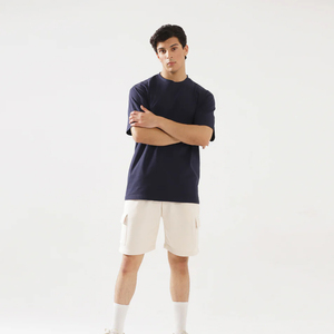 High Quality <b>Men</b> Luxury Custom Heavy 100% Cotton Camisetas Oversize T Shirt Blank Mock Neck Heavyweight Oversized t Shirt - Product Image 4
