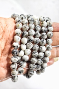 Qualité AAA 15 pouces de long 8mm forme ronde jaspe de sésame perles en vrac couleur claire origine naturelle - Product Image 3