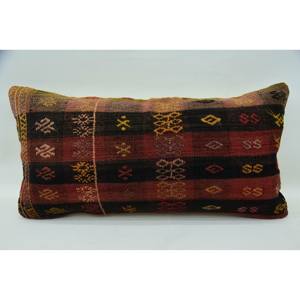Multicolor <b>Tartan</b> Wool Kilim Pillow 12x24 Inch Luxury Woven <b>Throw</b> Pillow with Vintage Leaves Pattern <b>for</b> <b>Sofas</b> - Product Image 1
